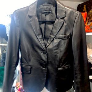 Zara genuine leather XS blazer